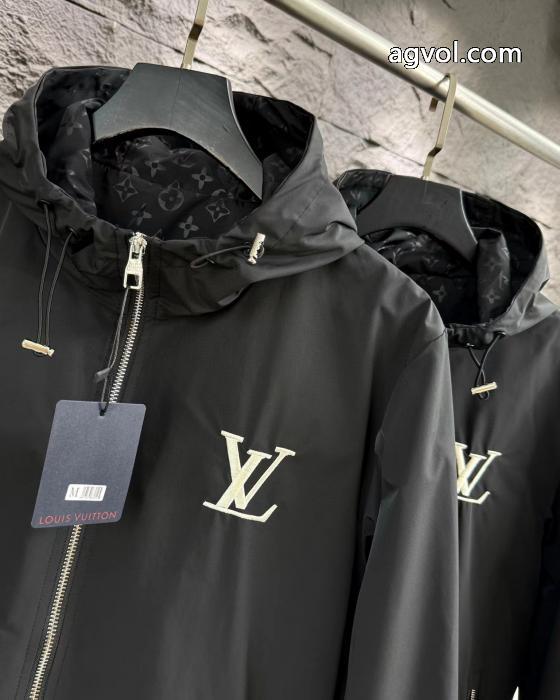 Louis Vuitton両面Logoフルプリント暗紋キャップコート突撃着_0_5
