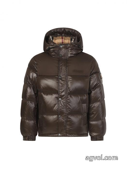 Burberry衝突カラーテープアルファベットロゴ入りフードダウンジャケット_0_1