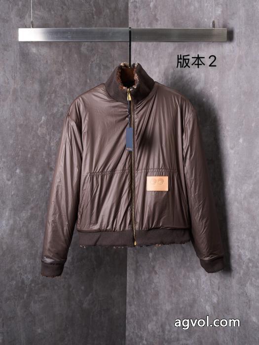 LV立体パイル彫刻リバーシブルウエストジャケットジャケットコート_0_5
