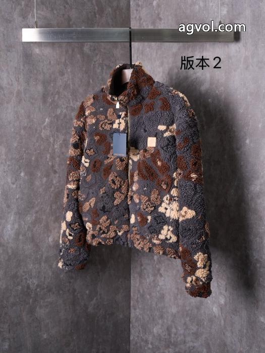 LV立体パイル彫刻リバーシブルウエストジャケットジャケットコート_0_6