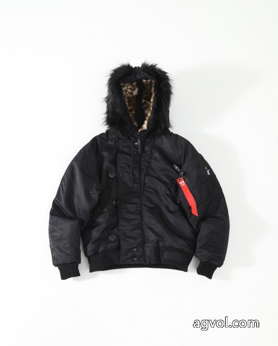 Stussy連名モデルFW 23ボア内張りウール襟ショート丈派克服コート男女同型_0_1