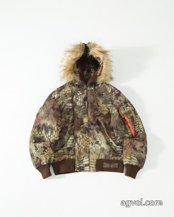 Stussy連名モデルFW 23ボア内張りウール襟ショート丈派克服コート男女同型_0_4