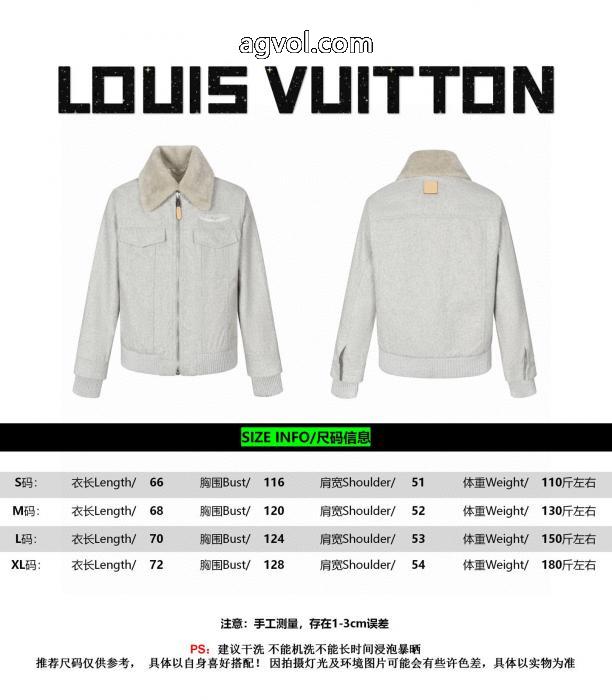 LOUIS VUITTONウールの襟継ぎ羊毛綿入れの服コート_0_5