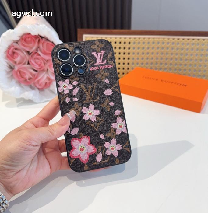 Lv精孔全包携帯ケース桜模様Lv全包縁革製携帯ケース_0_0