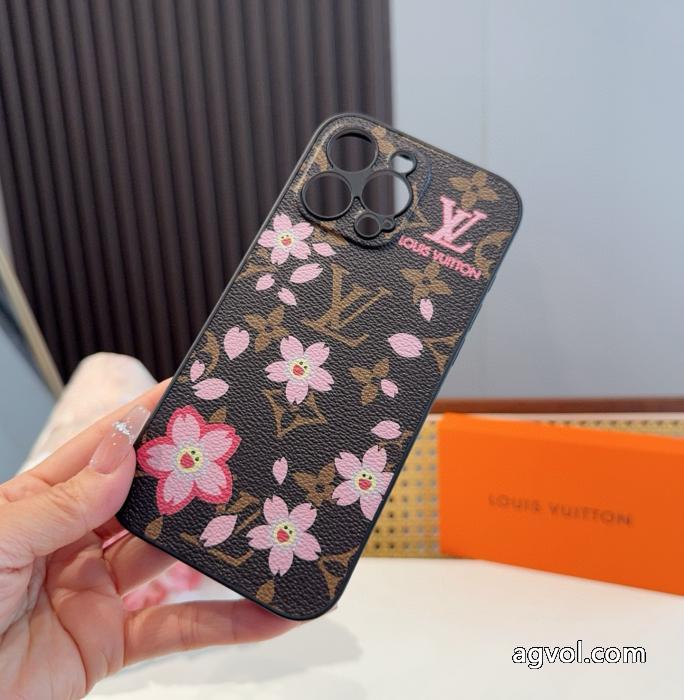 Lv精孔全包携帯ケース桜模様Lv全包縁革製携帯ケース_0_1