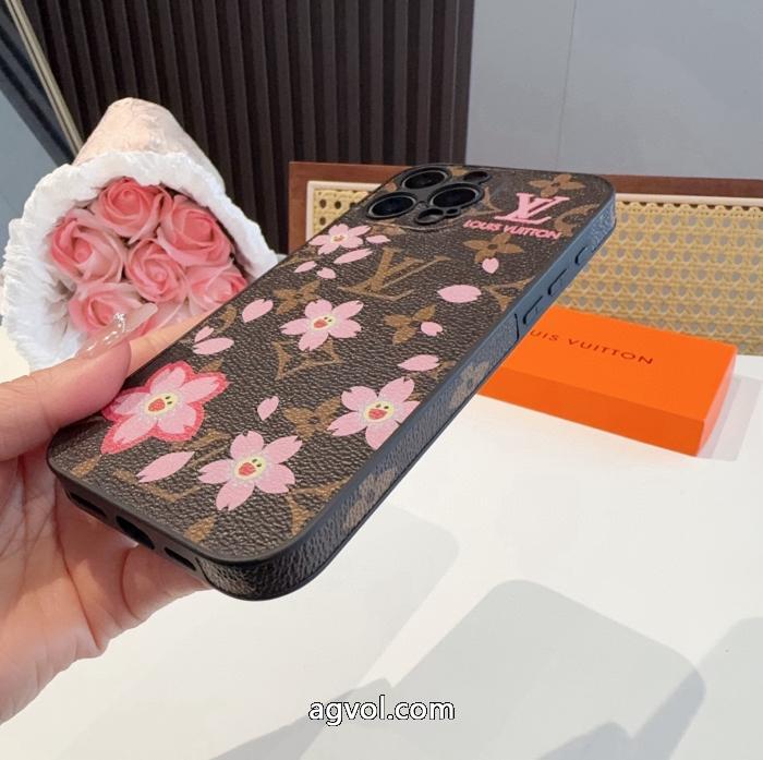 Lv精孔全包携帯ケース桜模様Lv全包縁革製携帯ケース_0_3