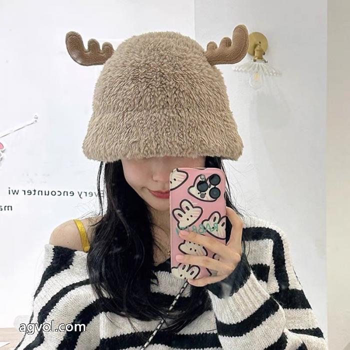 lv秋冬モデル鹿の角のかわいいモケット鉢帽漁師帽_0_2