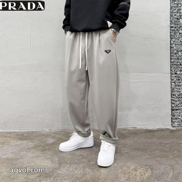 Prada秋冬新作メンズ秋冬新作ゆるウエスト高級感ニットゆったりカジュアルパンツ_0_2