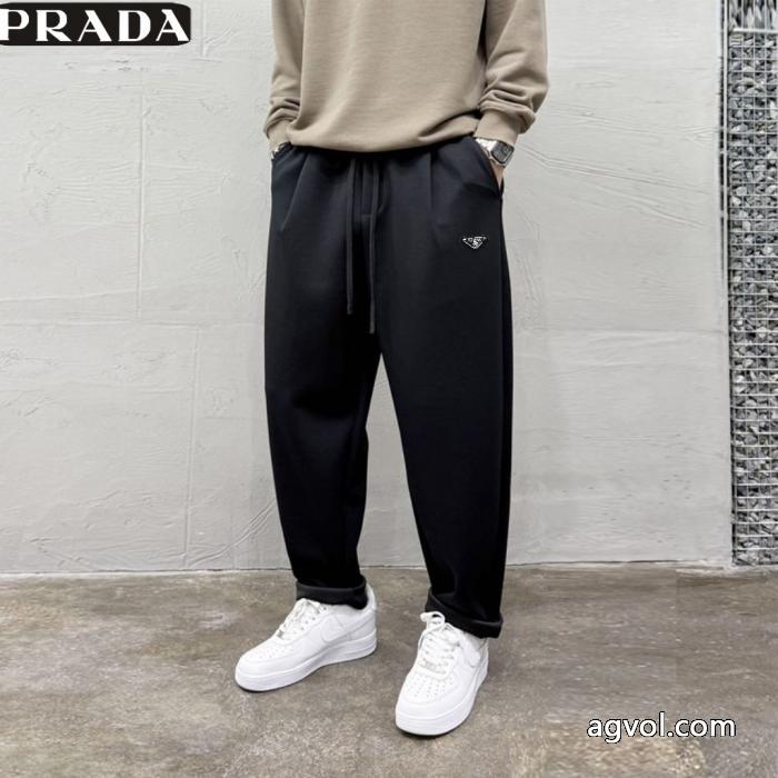 Prada秋冬新作メンズ秋冬新作ゆるウエスト高級感ニットゆったりカジュアルパンツ_0_4