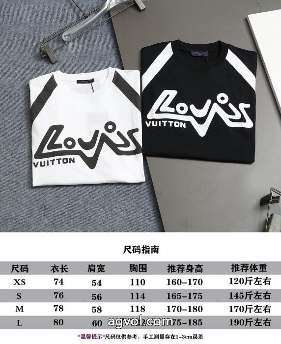 高品質LOUIS VUITTON 2025 ss最新革ロゴ発泡丸首半袖Tシャツ_0_1