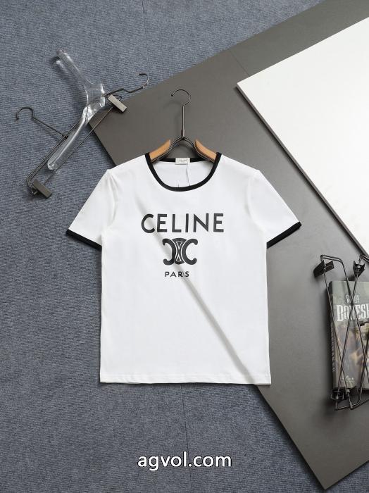 CELINE凱旋門ロゴプリント定番Tシャツ半袖_0_0