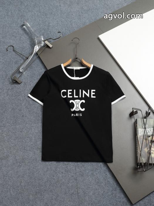 CELINE凱旋門ロゴプリント定番Tシャツ半袖_0_3