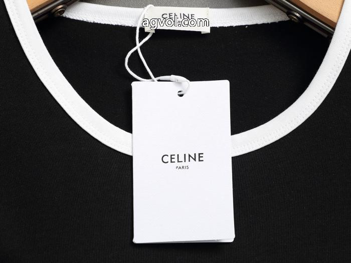 CELINE凱旋門ロゴプリント定番Tシャツ半袖_0_5