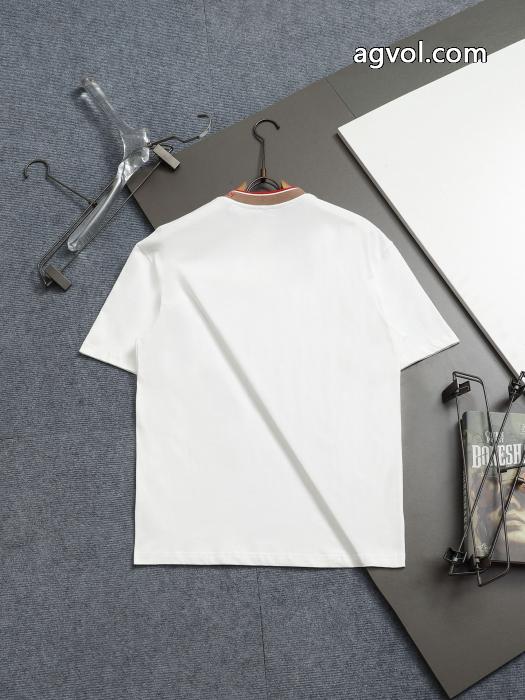 Burberryアルファベットネック飾りクルーネックニット半袖Tシャツ_0_1