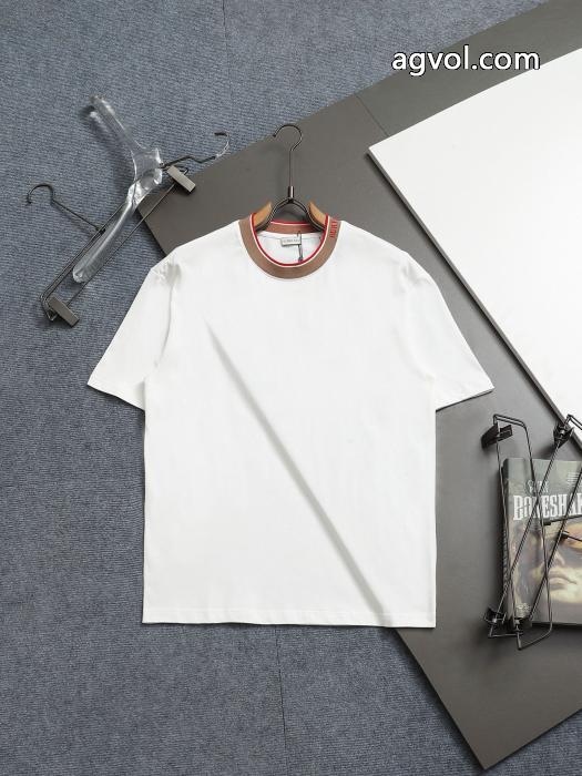 Burberryアルファベットネック飾りクルーネックニット半袖Tシャツ_0_2