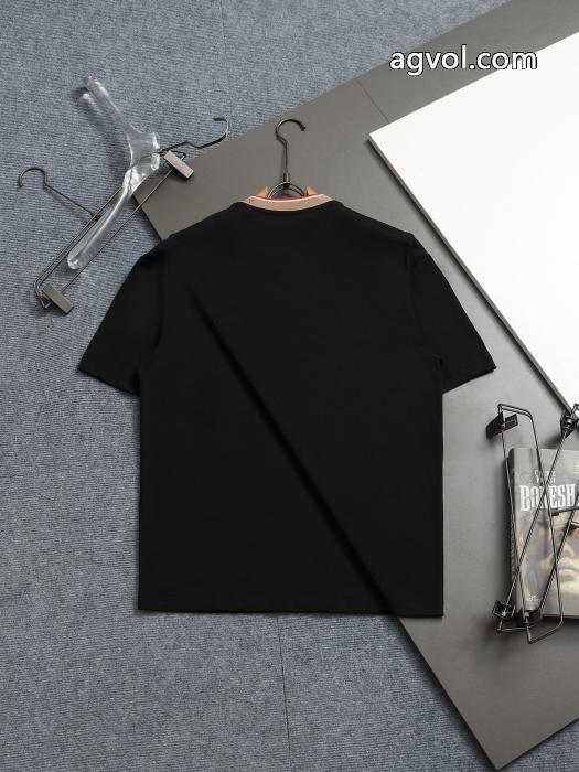 Burberryアルファベットネック飾りクルーネックニット半袖Tシャツ_0_4