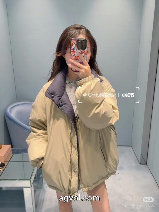 Miumiu 2025新品スタンドカラーリバーシブルダウンジャケット_0_2