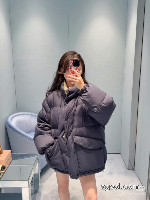 Miumiu 2025新品スタンドカラーリバーシブルダウンジャケット_0_3