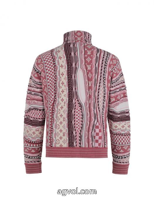 LOUIS VUITTON25SSヘッダーハーフジッパー変則ジャカードセーターコート_0_1