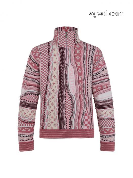 LOUIS VUITTON25SSヘッダーハーフジッパー変則ジャカードセーターコート_0_2