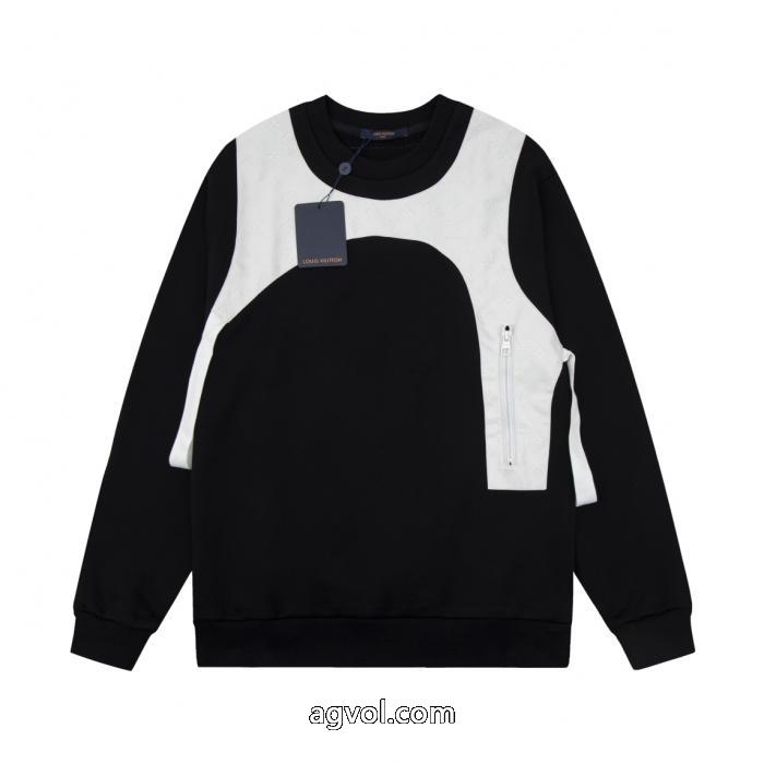 LOUIS VUITTON高品質クラシック革ベストパッチワークラウンドネックパーカー男女同型_0_4