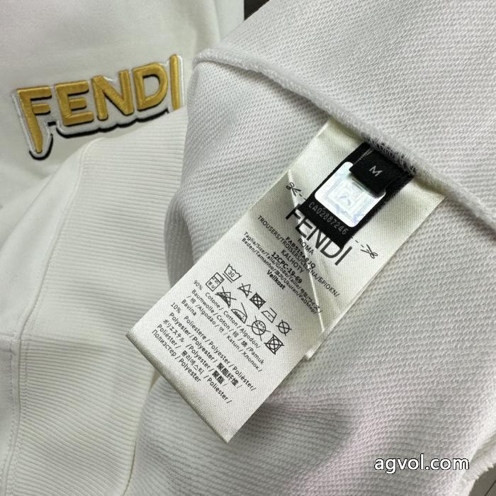 fendiFFクラシック刺繍アルファベットロゴラウンドネックパーカー男女同型_0_2