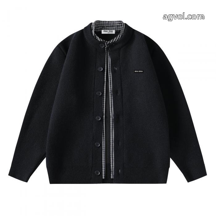 MIUMIUフェイク2枚ニットカーディガンコート_0_2