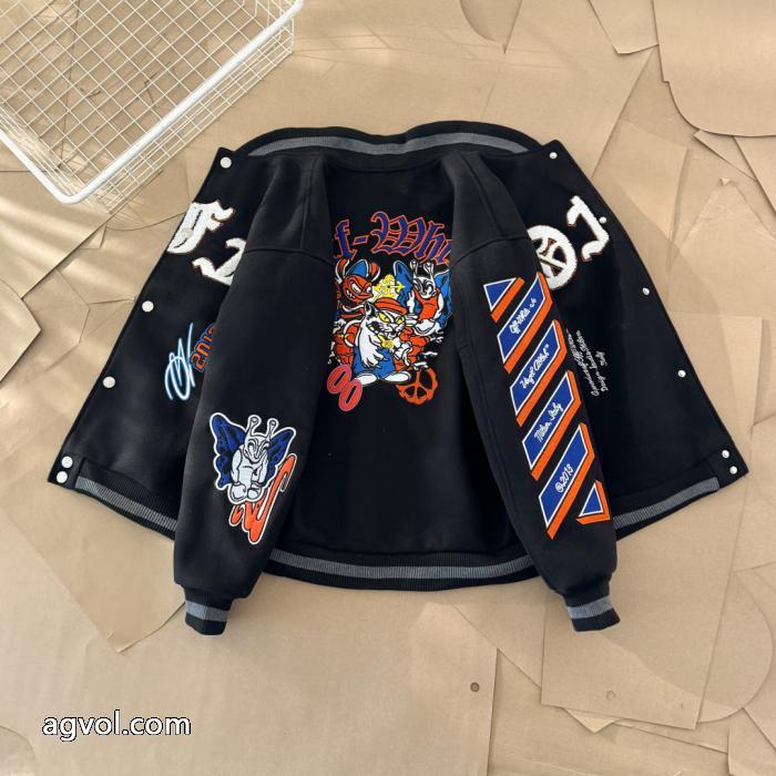 OFF WHITE腕章ミツバチ貼りタオル刺繍野球ウェアコート_0_3