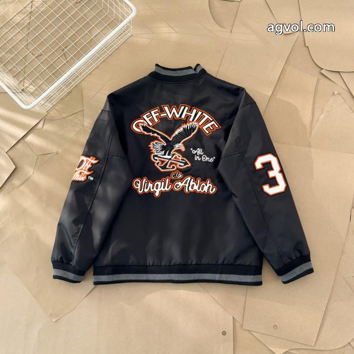OFF WHITE背中イーグルシートタオル刺繍野球ウェアコート_0_0