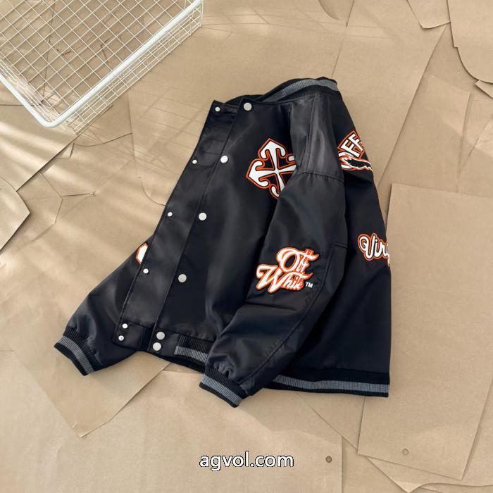 OFF WHITE背中イーグルシートタオル刺繍野球ウェアコート_0_5