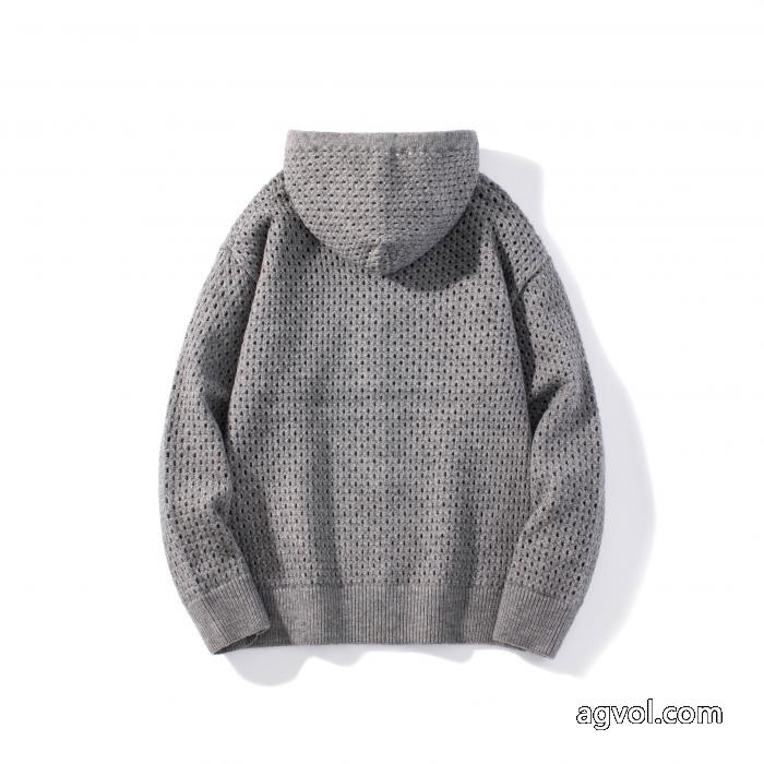 STONE ISLANDエンブレム透かし連帽ジッパーニットカーディガンコート_0_3