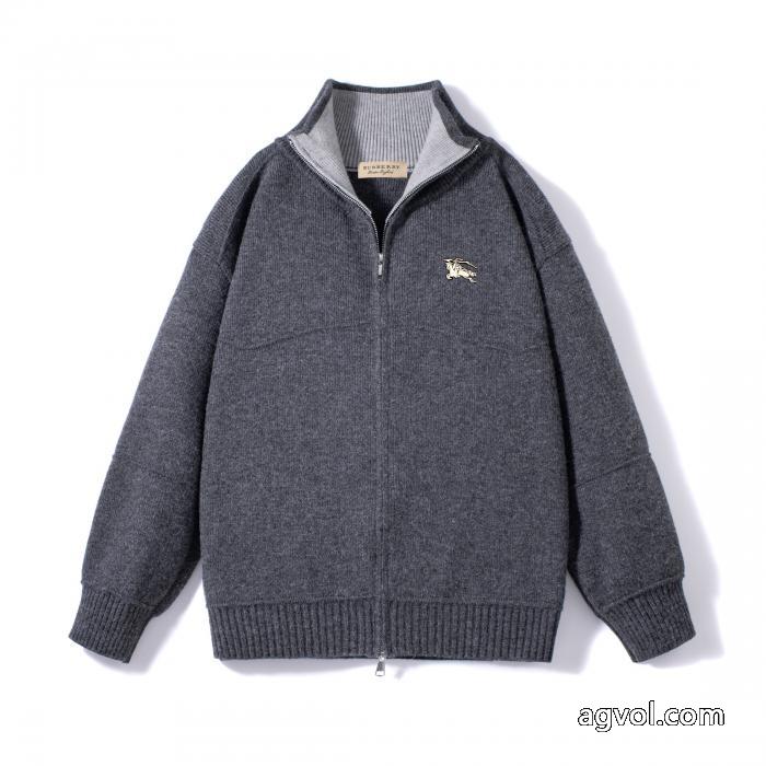 BURBERRY軍馬刺繍ジッパーニットカーディガンコート_0_3