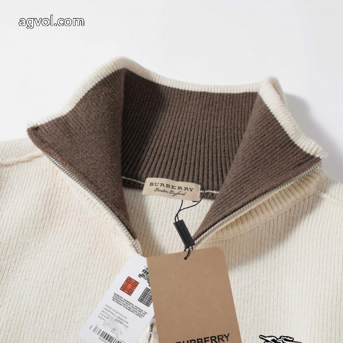BURBERRY軍馬刺繍ジッパーニットカーディガンコート_0_4