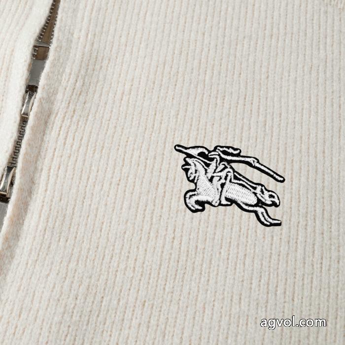 BURBERRY軍馬刺繍ジッパーニットカーディガンコート_0_5