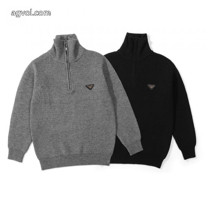 EMPORIO ARMANIファータートルネックハーフジップニットセーター_0_0