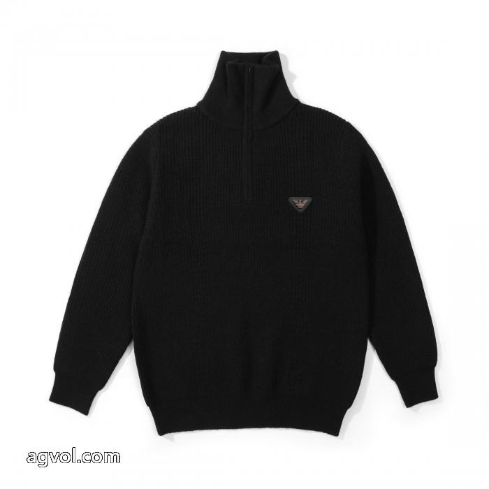 EMPORIO ARMANIファータートルネックハーフジップニットセーター_0_1