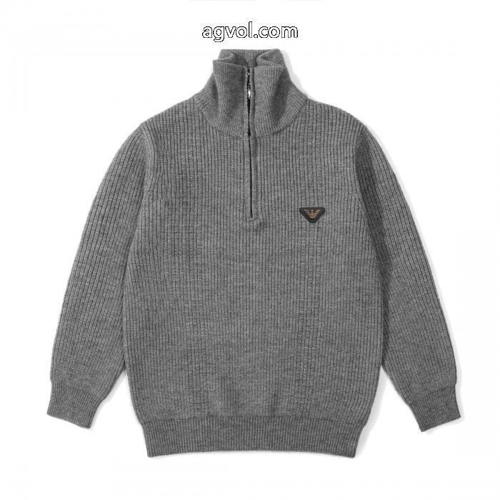 EMPORIO ARMANIファータートルネックハーフジップニットセーター_0_3