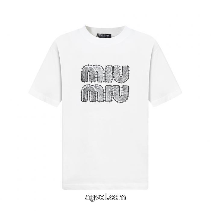MIUMIUスーパー コピー どこで 買える半袖Tシャツ在庫あり即発 今季人気絶大 圧倒的な存在感_0_1