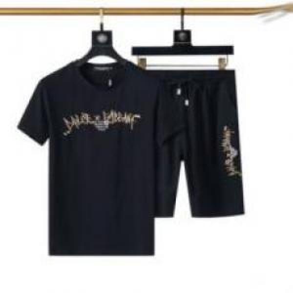 ドルチェ＆ガッバーナコピー 2026  限量販売 頑丈な素材 Dolce&Gabbanaコピー 半袖シャツ 上下セット 2色可選