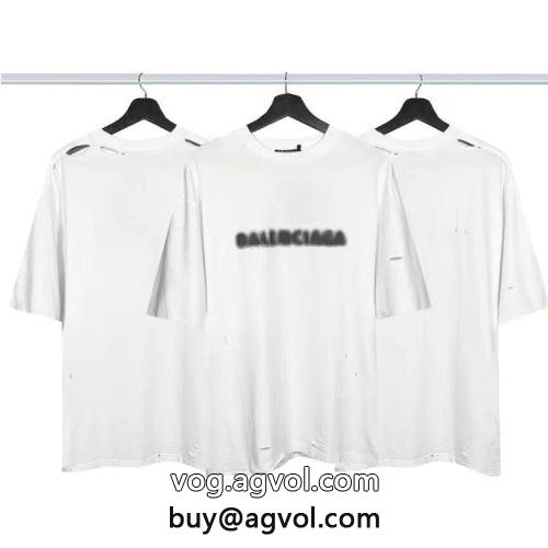  個性派 バレンシアガコピー BALENCIAGAコピー 2022 半袖Tシャツ 縦には伸びにくい