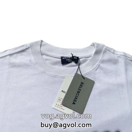 個性派 バレンシアガコピー BALENCIAGAコピー 2022 半袖Tシャツ 縦には伸びにくい