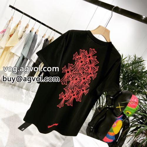 クロムハーツコピー 2色可選 2022 海外セレブ愛用 CHROME HEARTSコピー 頑丈な素材 半袖Tシャツ