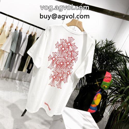 クロムハーツコピー 2色可選 2022 海外セレブ愛用 CHROME HEARTSコピー 頑丈な素材 半袖Tシャツ