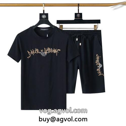  ドルチェ＆ガッバーナコピー 2022  限量販売 頑丈な素材 Dolce&Gabbanaコピー 半袖シャツ 上下セット 2色可選  