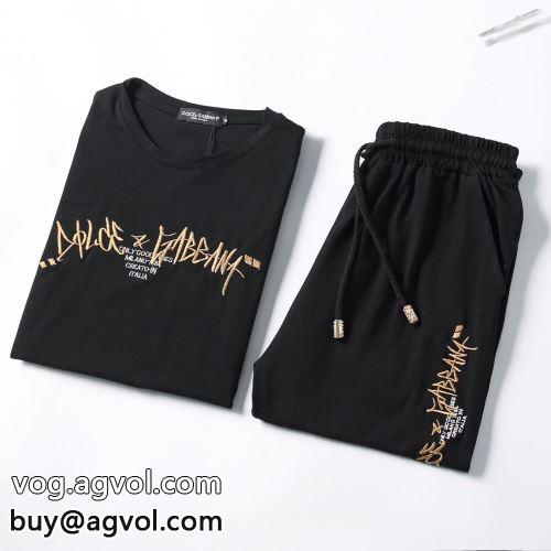 ドルチェ＆ガッバーナコピー 2022  限量販売 頑丈な素材 Dolce&Gabbanaコピー 半袖シャツ 上下セット 2色可選