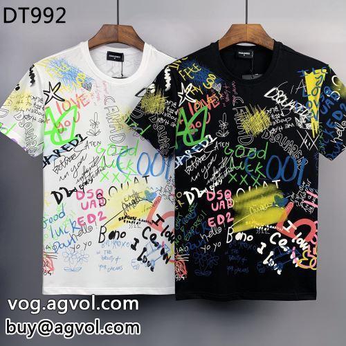  配色切替 2色可選 今からの季節にピッタリ！ 半袖Tシャツ 2022 ディースクエアードコピー DSQUARED2コピー   