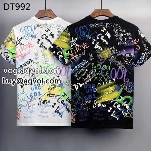 配色切替 2色可選 今からの季節にピッタリ！ 半袖Tシャツ 2022 ディースクエアードコピー DSQUARED2コピー