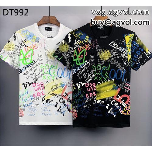  魅惑 気軽にカジュアルに使える 半袖Tシャツ ディースクエアードコピー 2022 2色可選   DSQUARED2コピー   