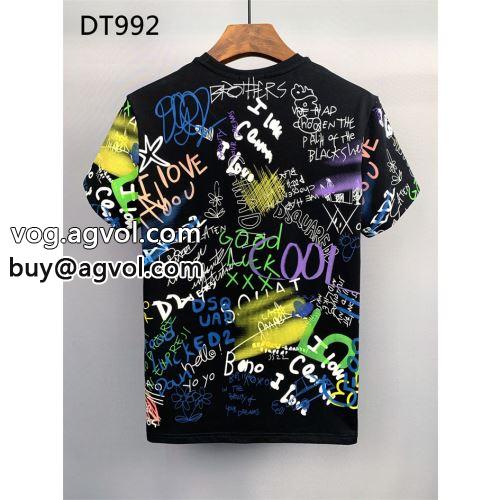 魅惑 気軽にカジュアルに使える 半袖Tシャツ ディースクエアードコピー 2022 2色可選   DSQUARED2コピー