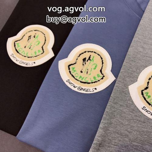 人気商品 3色可選 モンクレールブランド 偽物 通販 2022 モンクレール MONCLER 半袖Tシャツ 縦には伸びにくい